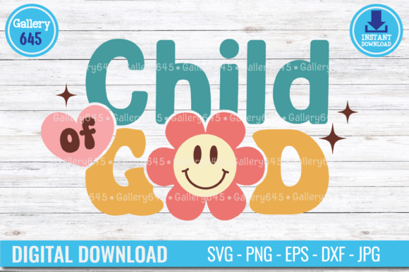 Child of God Retro Kids Christian SVG for T-Shirt Designs