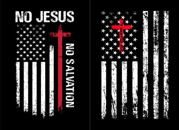 Jesus Cross USA Flag Design T-Shirt Designs