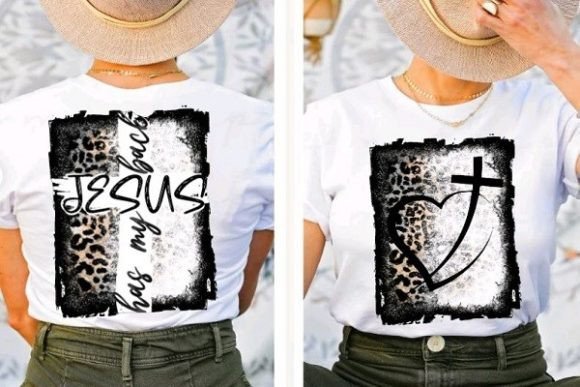 Jesus Has My Back White Leopard PNG File for T-Shirt Designs