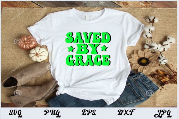 Retro Christian Design, Saved by Grace T-Shirt Designs