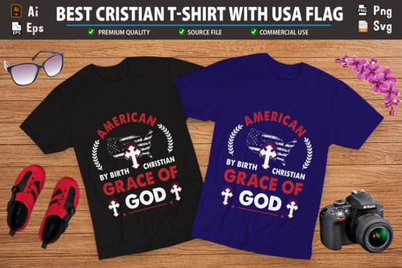 Usa Grunge Flag Christian T-shirt Design